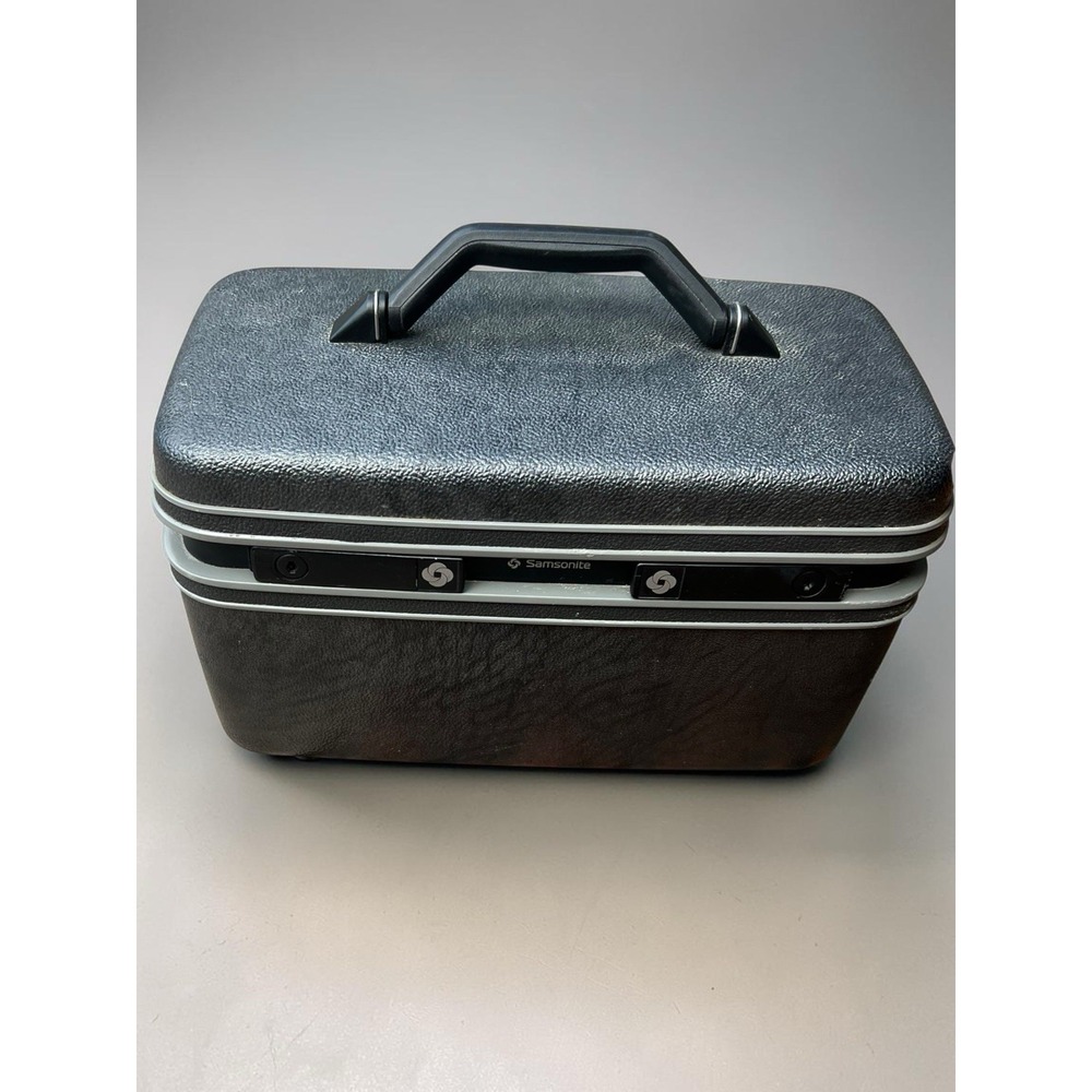 Vintage Samsonite Series 3600 Charcoal Gray Vanity Train Case w Mirror & Keys - Picture 2 of 15